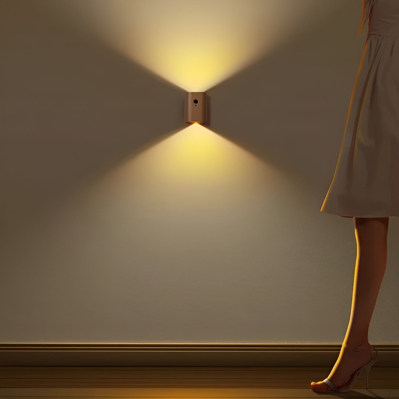 TimberSense Light - Uppladdningsbar Rörelsesensor Väggljus gjort av Trä