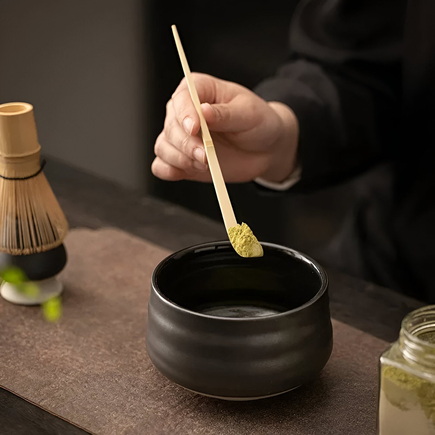 Matcha Te-set – 4-delar med bambuvisp | För traditionell teceremoni