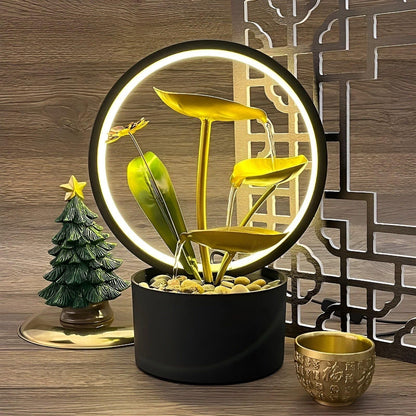 Bordslampa med vattenfontän – Avkopplande LED-dekorationsljus för stiliga bostadsutrymmen