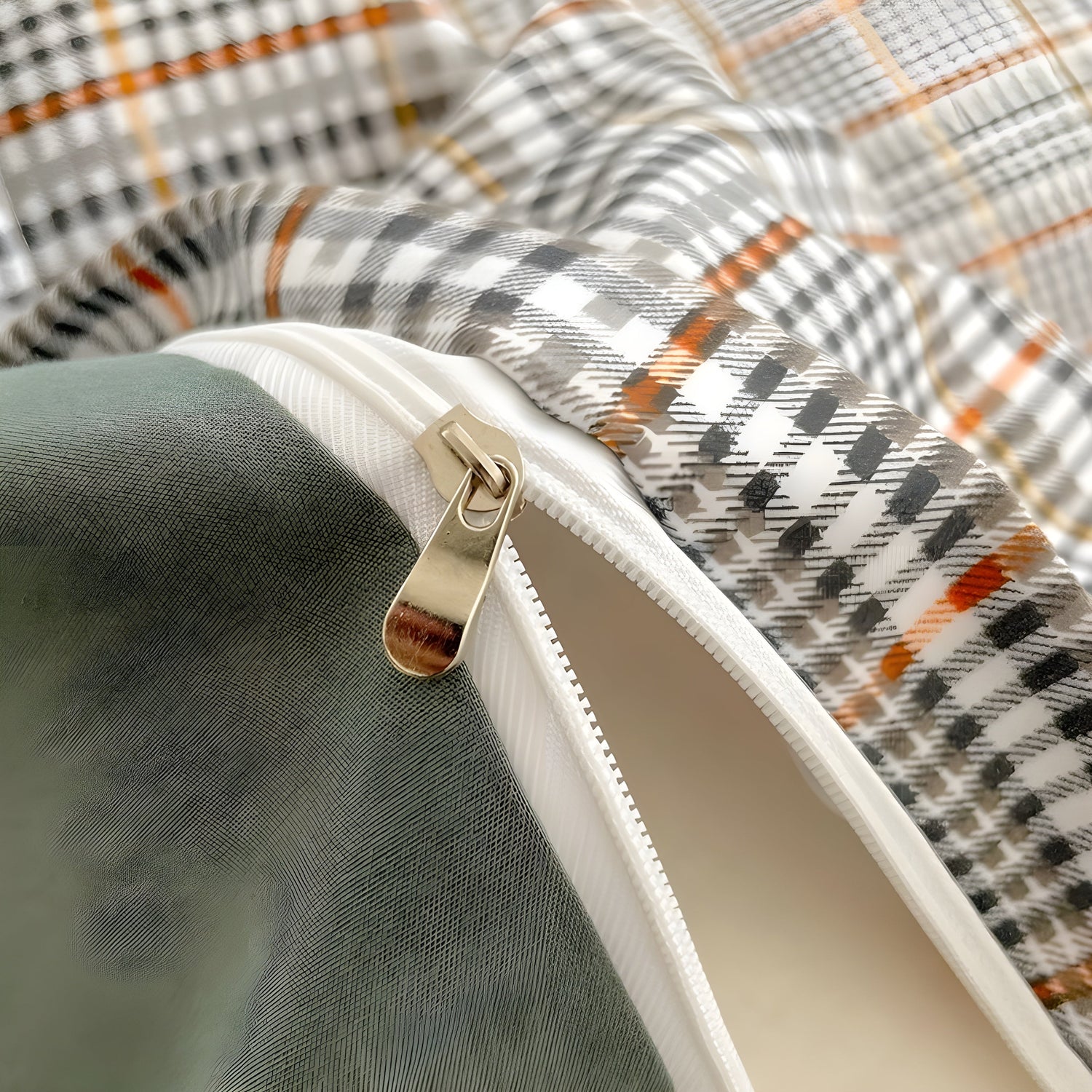 DreamPlaid Sängkläder Set - Nordisk Rutmönster Bomull Sängkläder Set