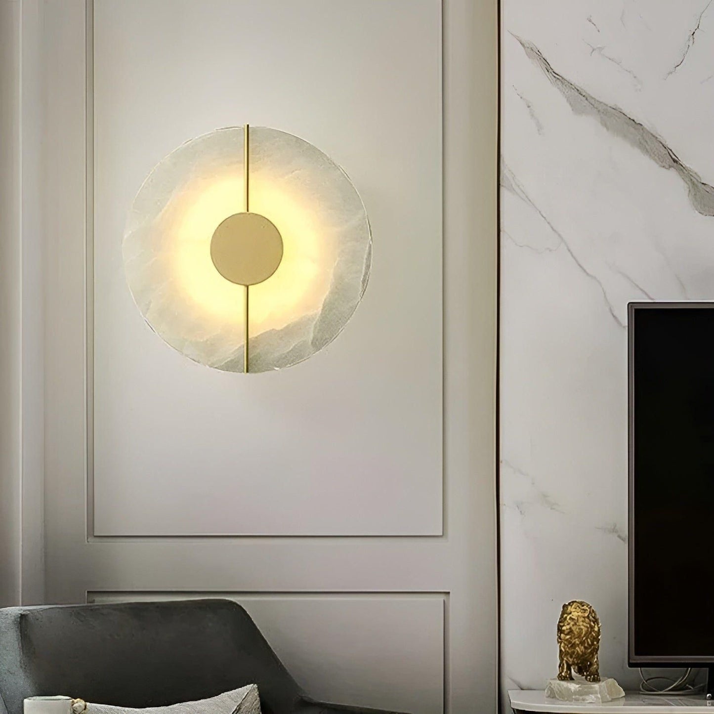 LED-vägglampa i marmor design – Varmvitt ljus för mysigt vardagsrum och sovrum