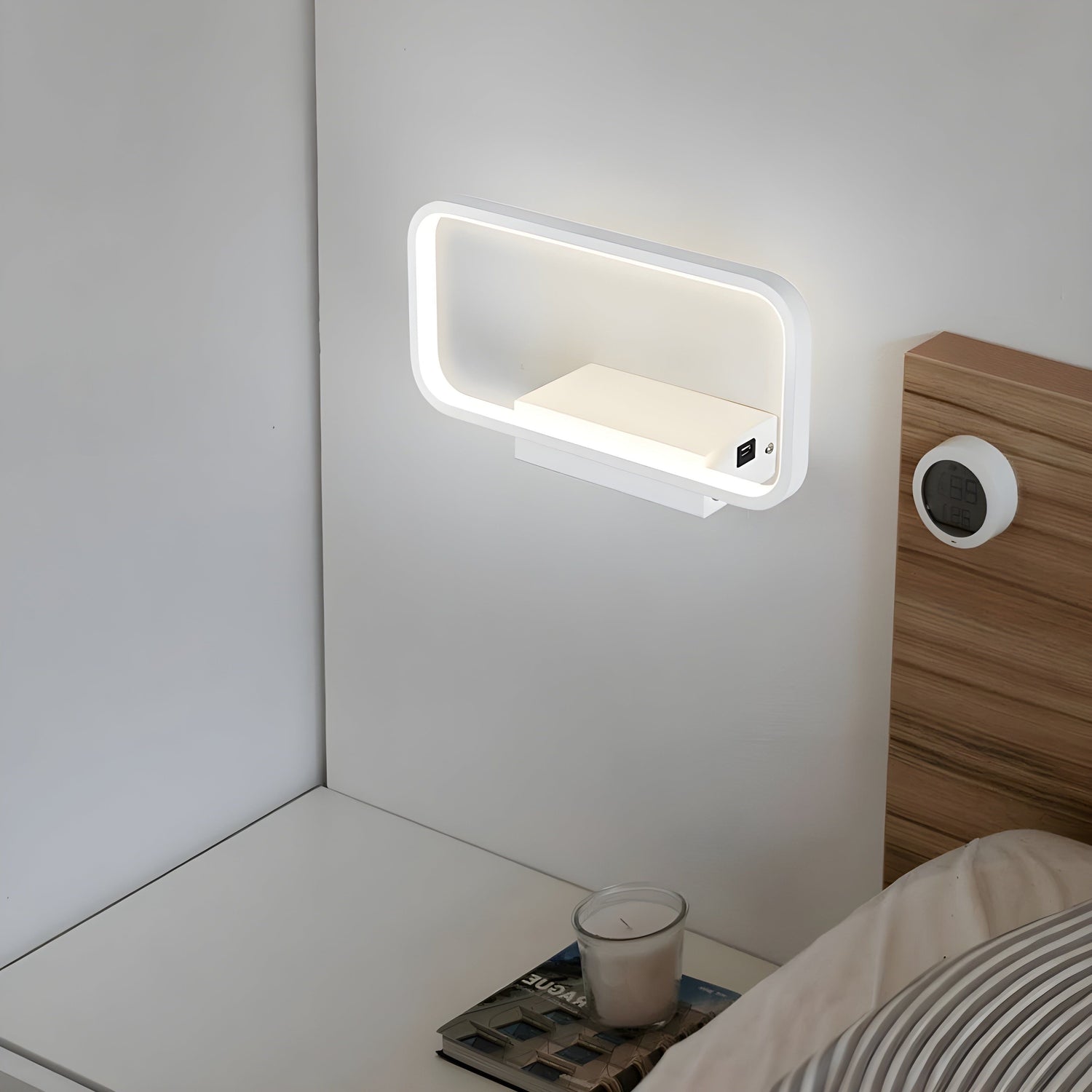 GloSwitch Ljus – Modern Trådlös USB-Laddning LED-Vägglampa för Inomhusbruk