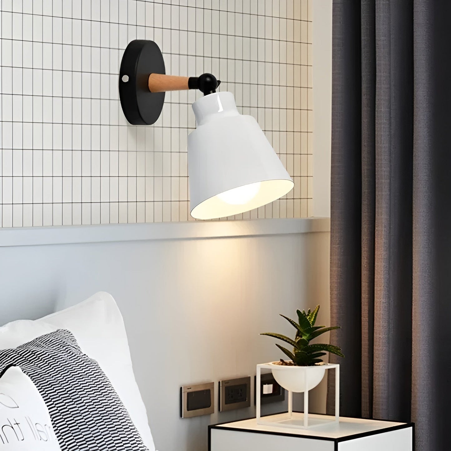 LED Vägglampa i massivt trä – Minimalistisk design för sovrum och hall