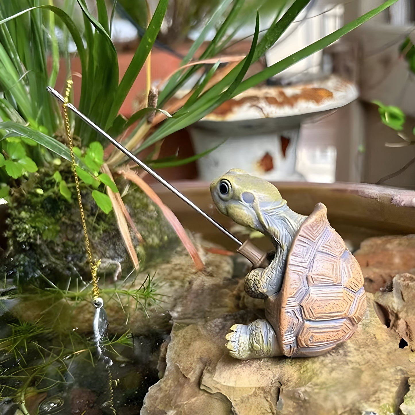 TurtleTide Staty - Dekorativ Sköldpadda Trädgårdsstaty