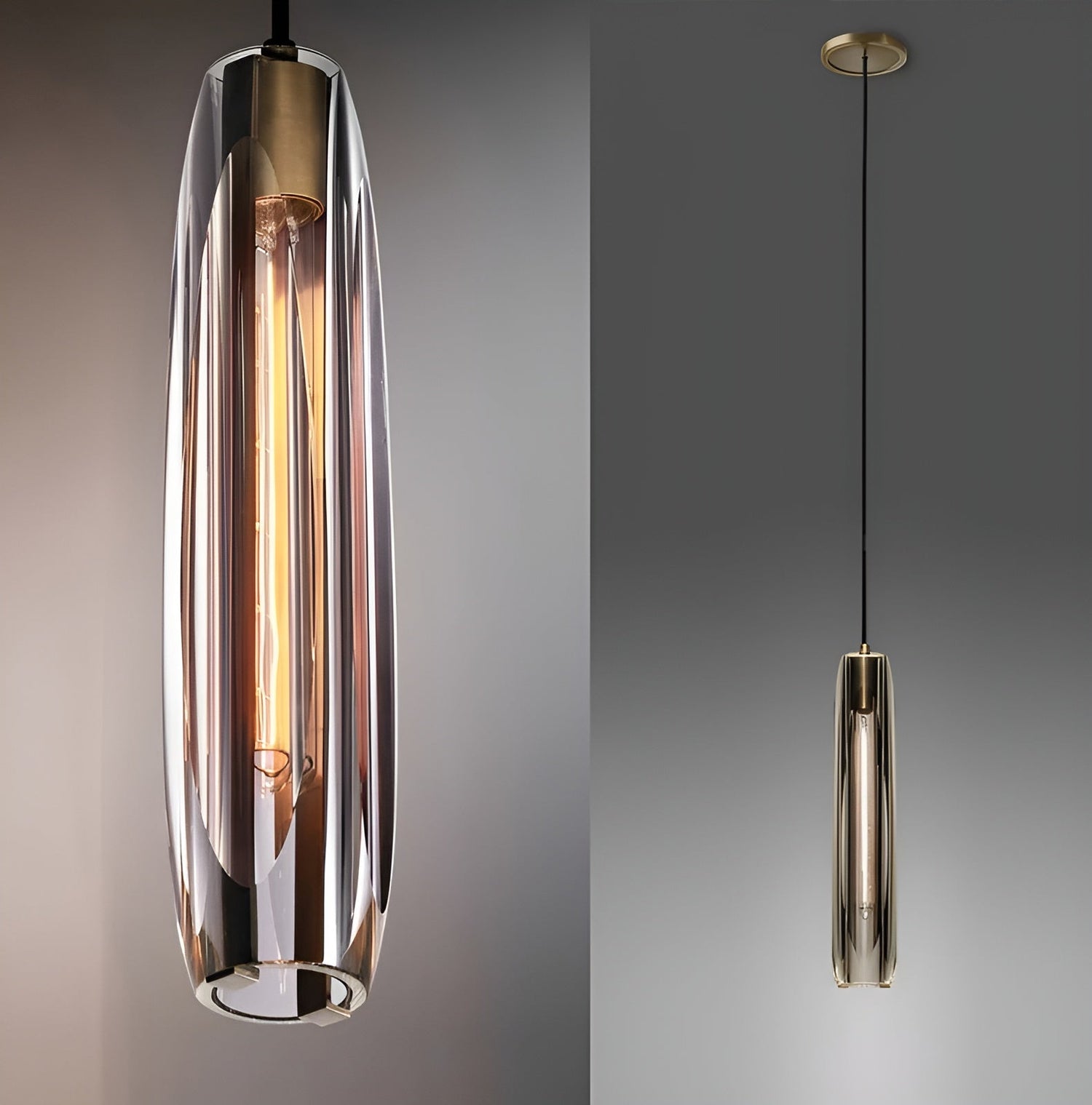 Kristallglas-hänglampa i koppar – Elegant för sovrum och vardagsrum