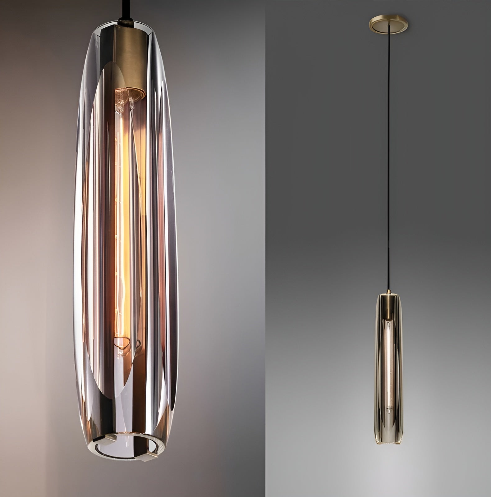 Kristallglas-hänglampa i koppar – Elegant för sovrum och vardagsrum