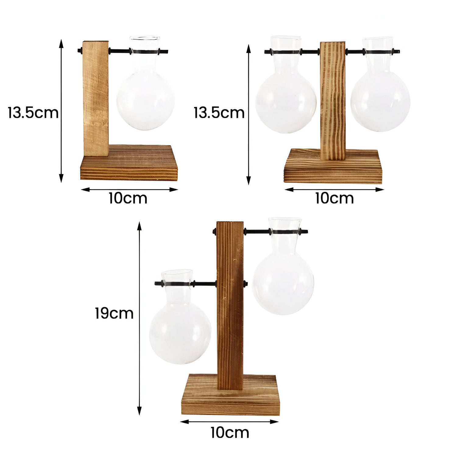 GlassHaven Vase – Hydroponiskt glasbehållare med trästativ