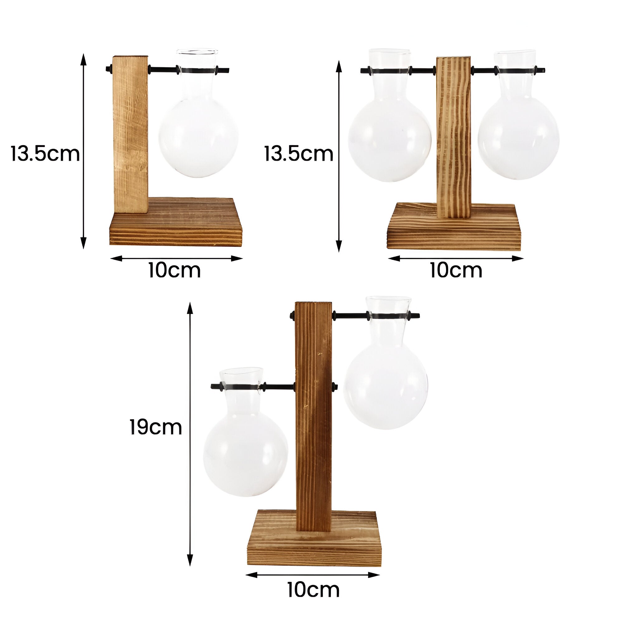 GlassHaven Vase – Hydroponiskt glasbehållare med trästativ
