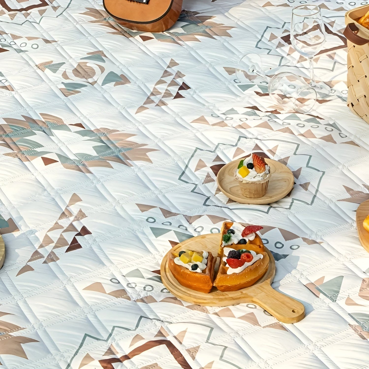 Picknickfilt med rutigt mönster – Vattentålig &amp; Fällbar | Idealisk för Park, Strand &amp; Camping