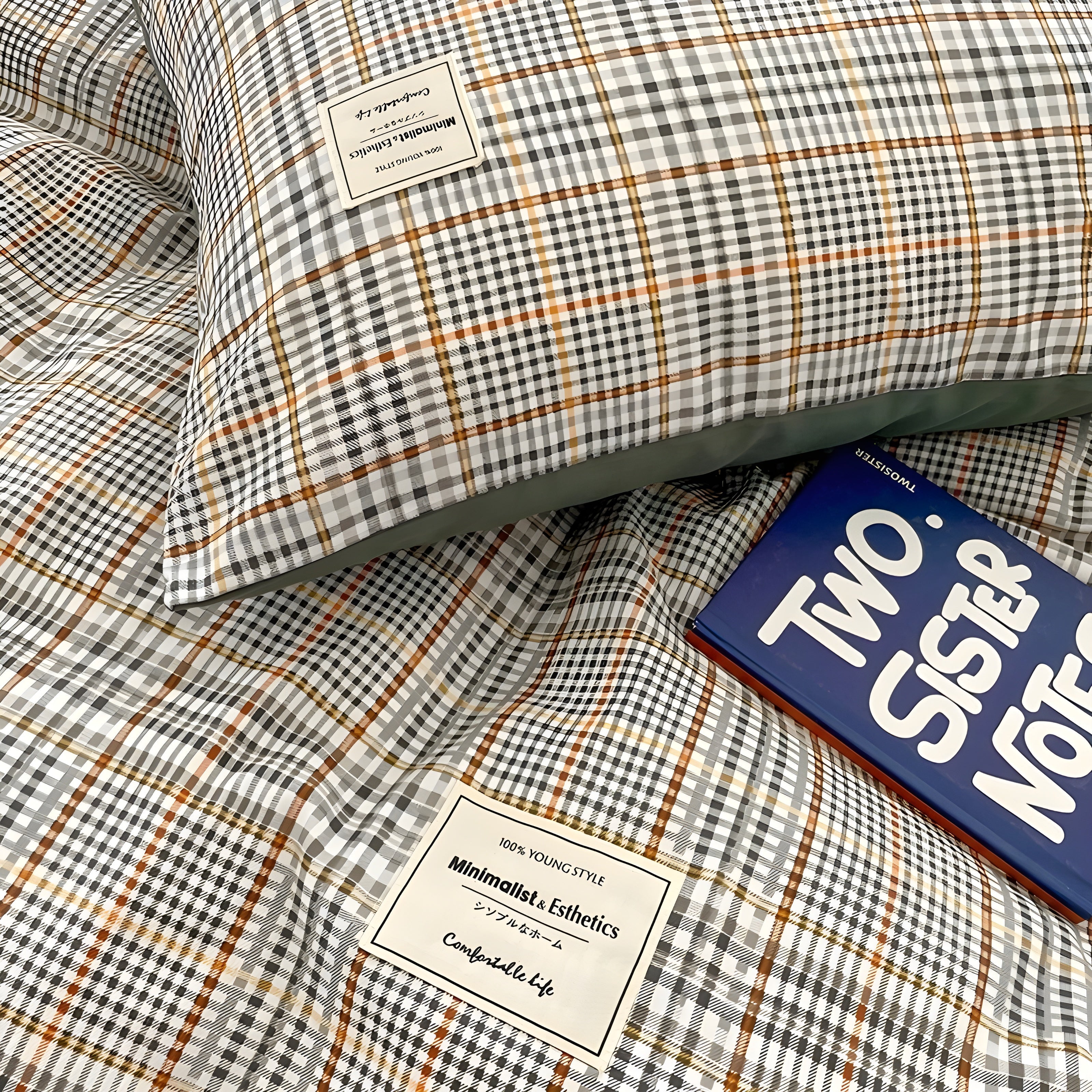 DreamPlaid Sängkläder Set - Nordisk Rutmönster Bomull Sängkläder Set