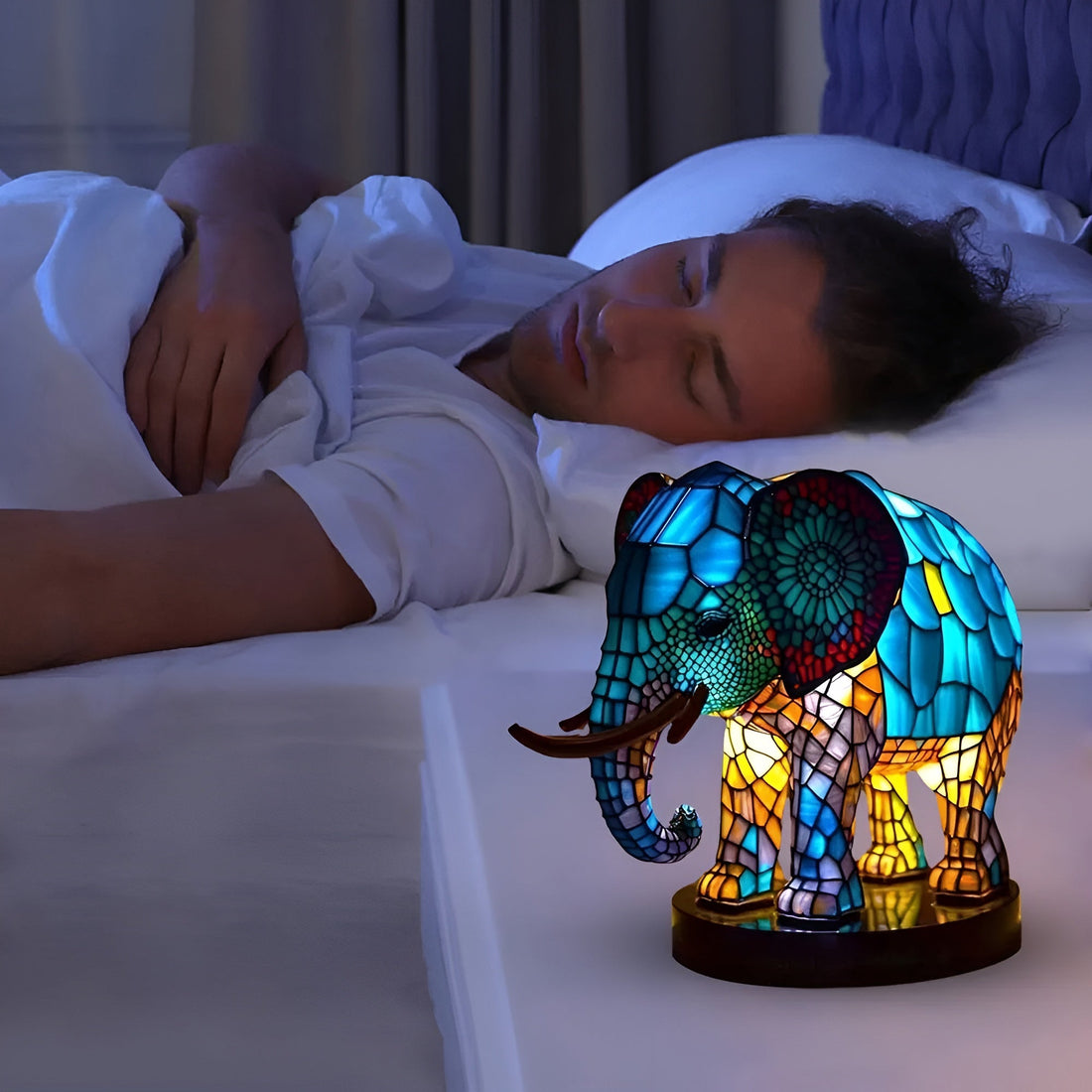 MythGlow – Bordsbelysning med djurmotiv, mjukt ljus och magisk design med drake eller elefant