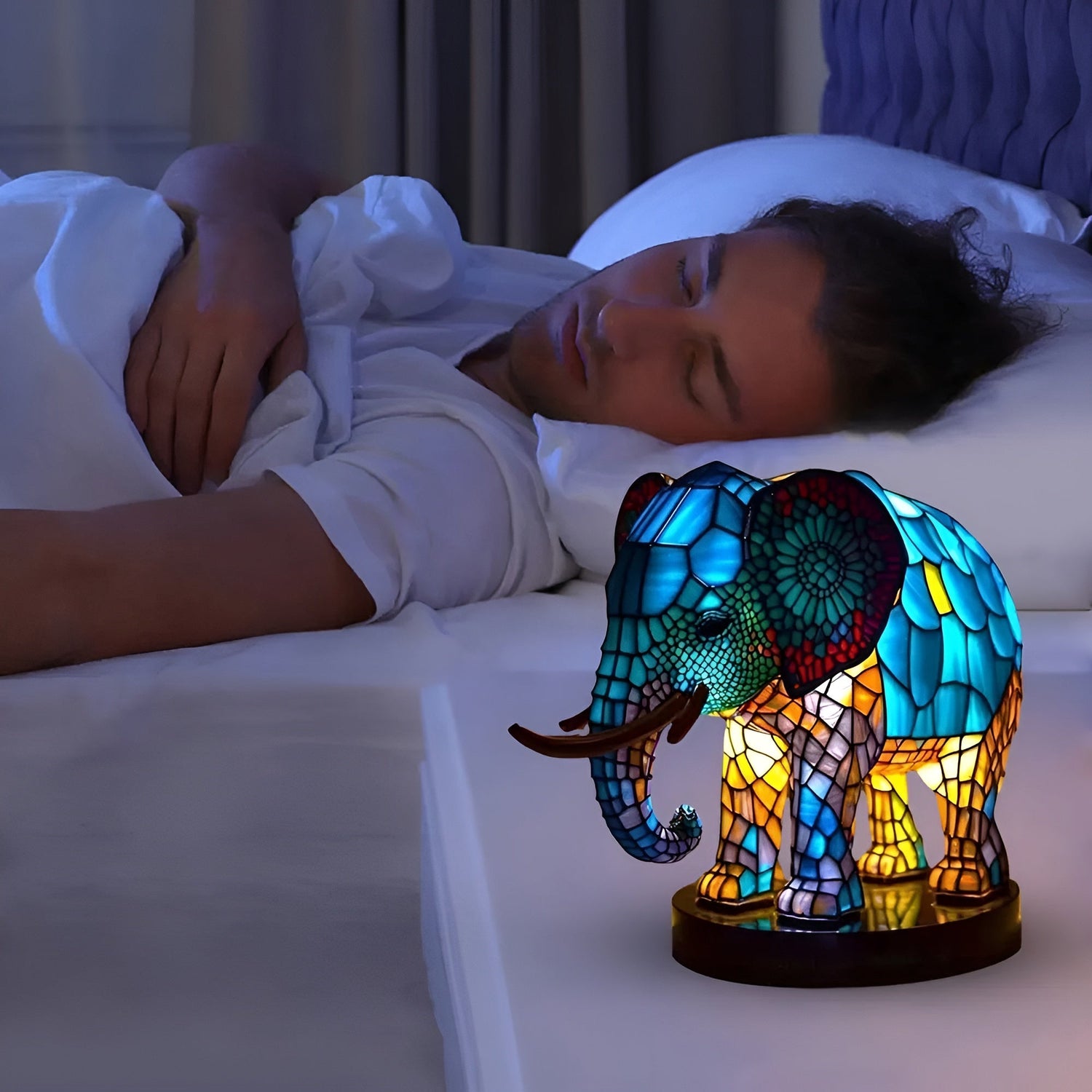 MythGlow – Bordsbelysning med djurmotiv, mjukt ljus och magisk design med drake eller elefant