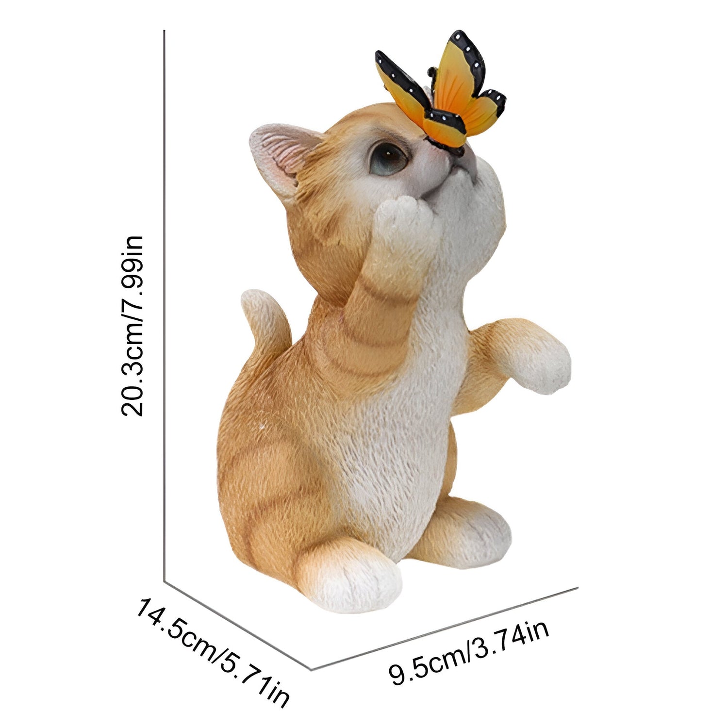 MoonlitPaws Light - Solarbatteridriven kattstaty med fjärilsbelysning