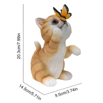 MoonlitPaws Light - Solarbatteridriven kattstaty med fjärilsbelysning