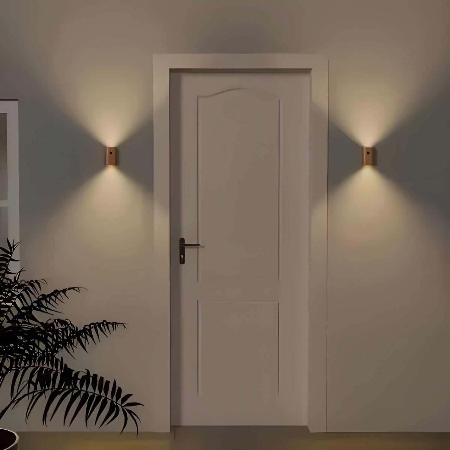 LED vägglampa i trä – Med rörelsesensor &amp; USB | För hall &amp; trappa