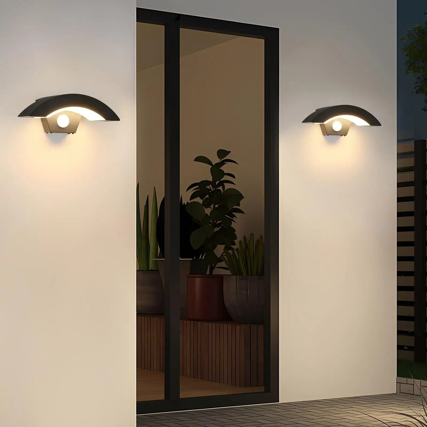 Utomhusvägglampor i 2-pack – Med rörelsesensor & skydd | För hus & trädgård