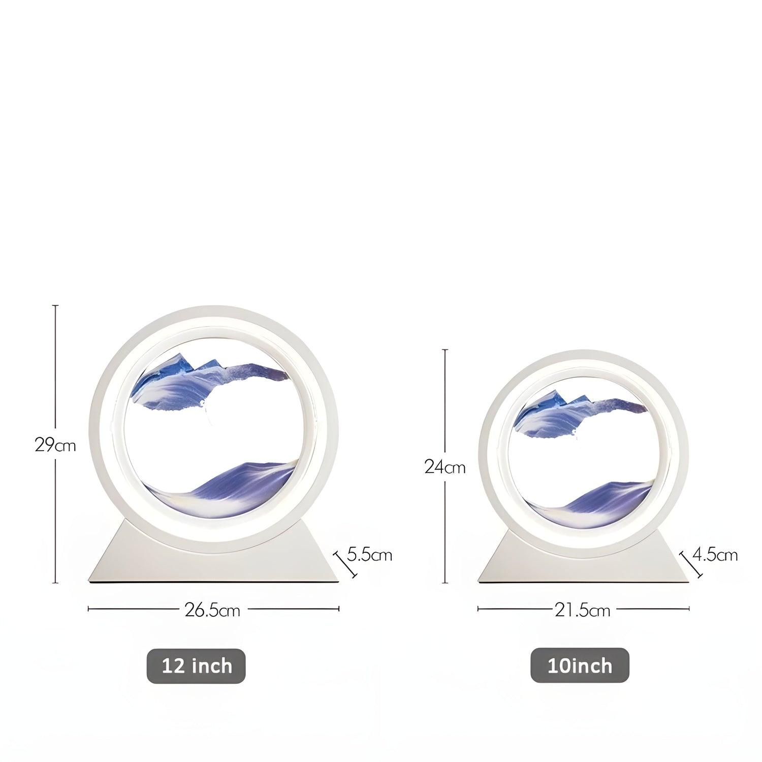 Sandbildslampa – LED-bordslampa med 3D sandmotiv | Avkopplande dekoration för vardagsrum och kontor