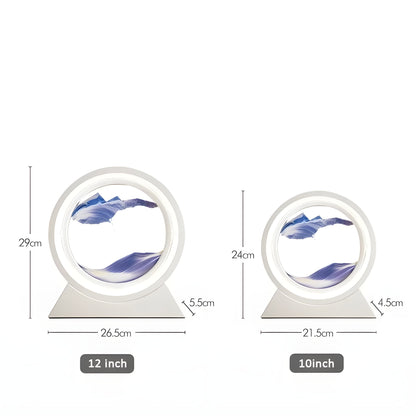 Sandbildslampa – LED-bordslampa med 3D sandmotiv | Avkopplande dekoration för vardagsrum och kontor