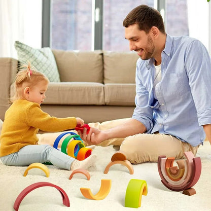 Montessori färgglada trä byggklossar