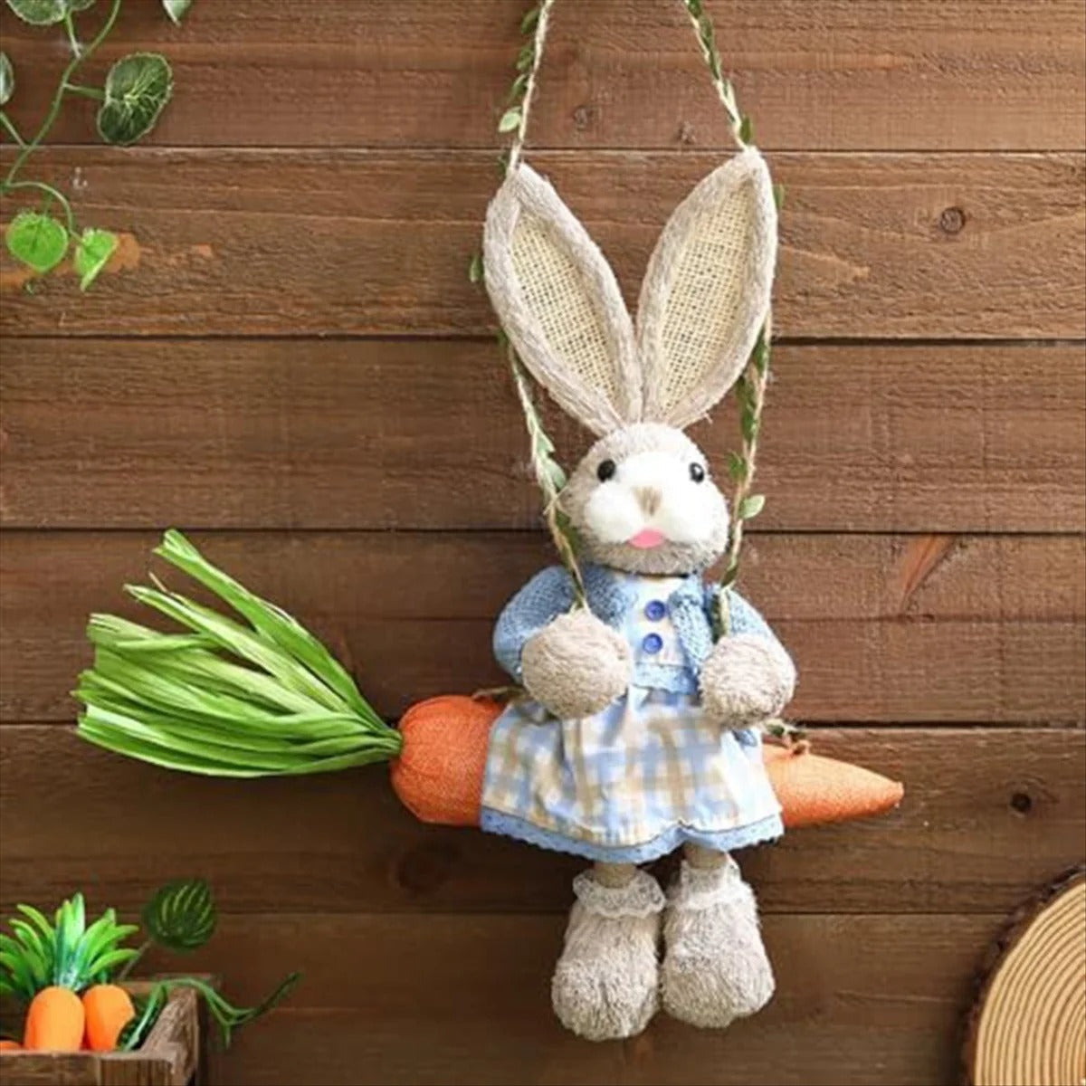 HoppyHaven Dekor – Påskhalmskanin Hängdekoration