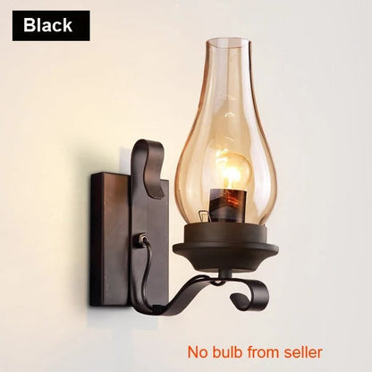 Retro industriell järn vägglampa