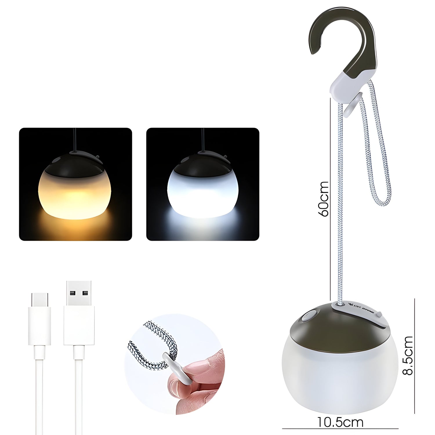 GlowTrek - LED-hänglampa, uppladdningsbar