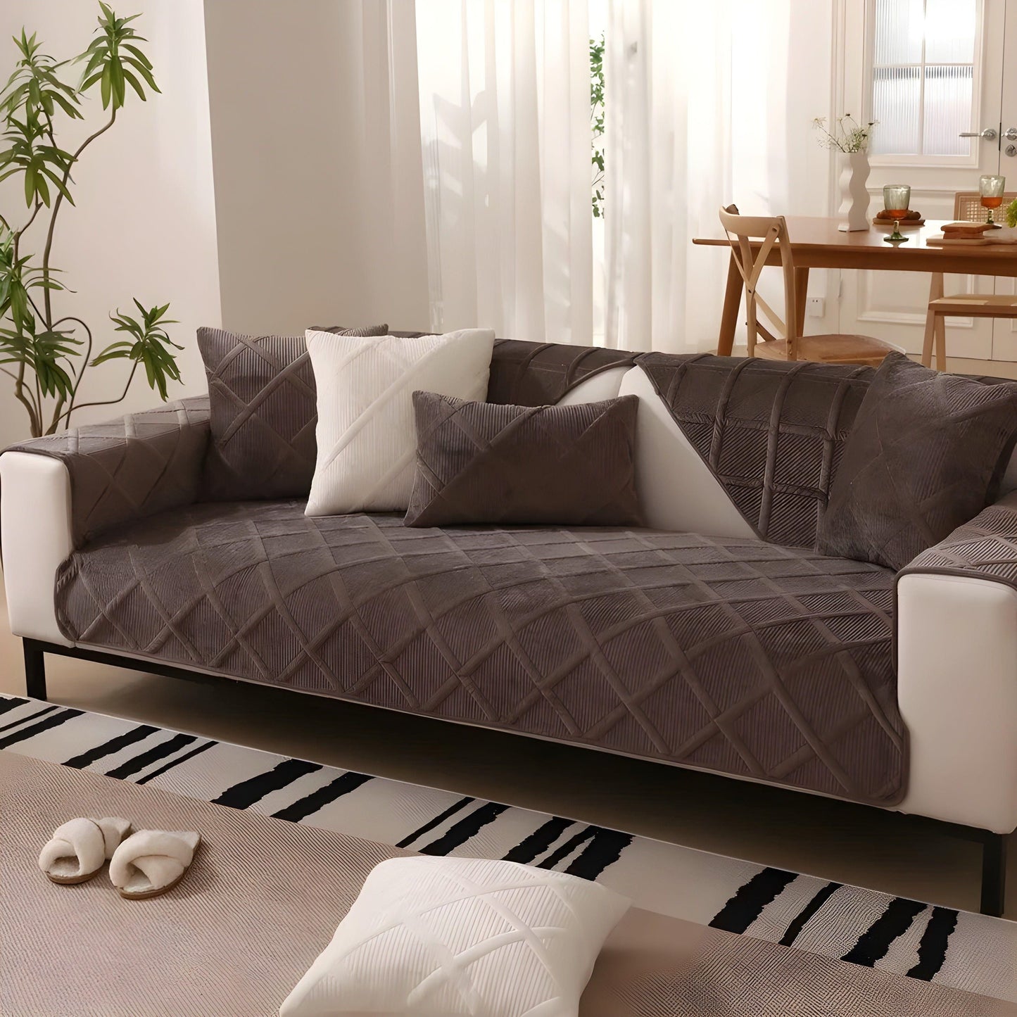 CorduroyComfort Täckning - Lättsam, Halkfri Sammetsofaöverdrag