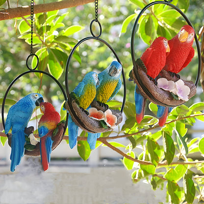 ParrotWhisper Decor - Dekorativ papegoja trädstaty för hängande