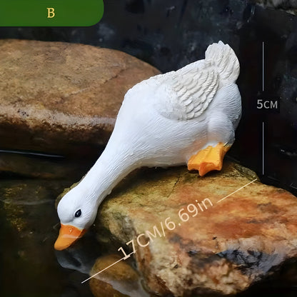 PuddlePals Skulptur – Lantstil Anka &amp; Gås Figur