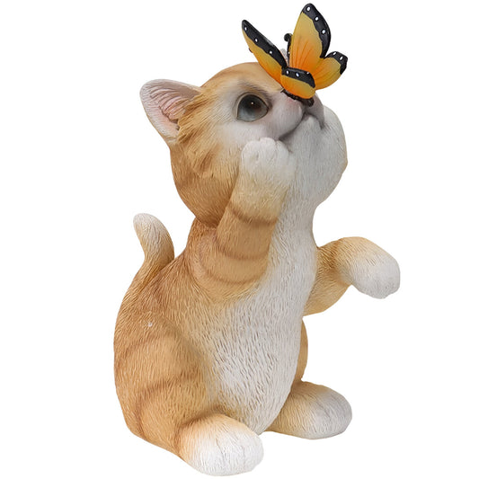 MoonlitPaws Light - Solarbatteridriven kattstaty med fjärilsbelysning