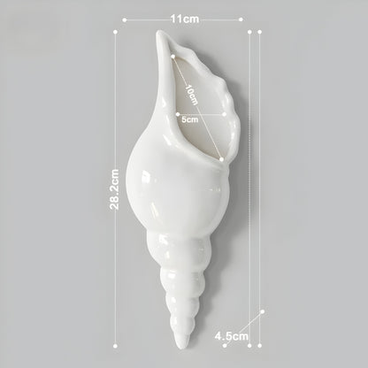 PearlShell Vas - Modern Vit Keramisk Snäcka Blomvas