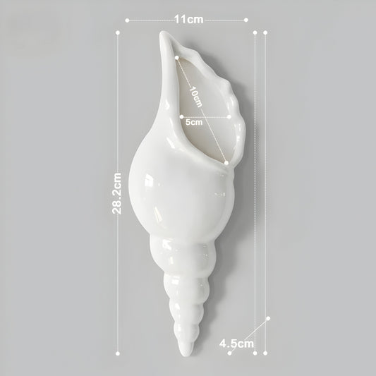 PearlShell Vas - Modern Vit Keramisk Snäcka Blomvas