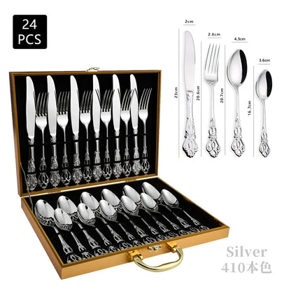 Lyxigt 24-delat guldbestickset med elegant dekoration