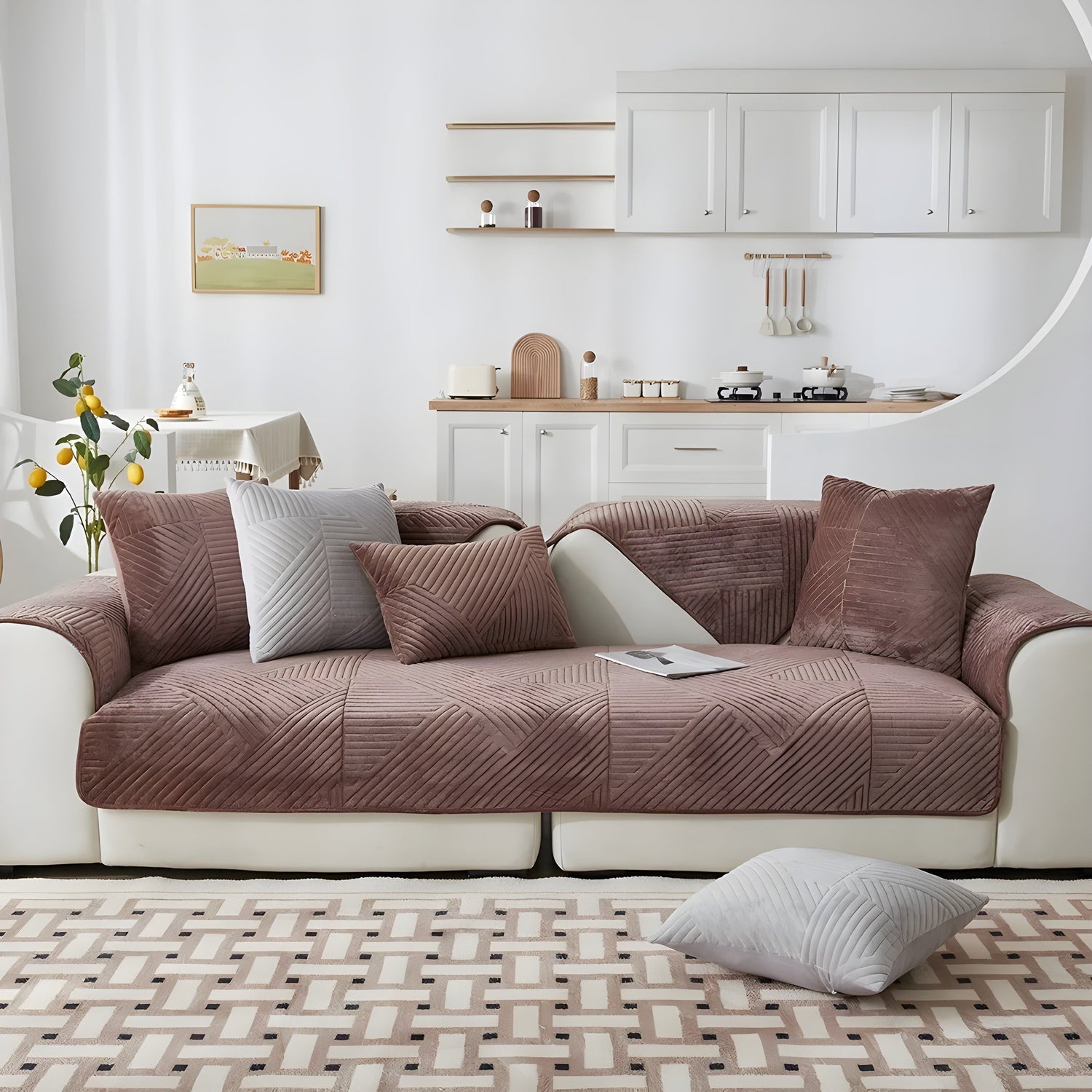 SofaGuard Deluxe – Modern Rutschfri Sammetsoffenduk för Vardagsrummet