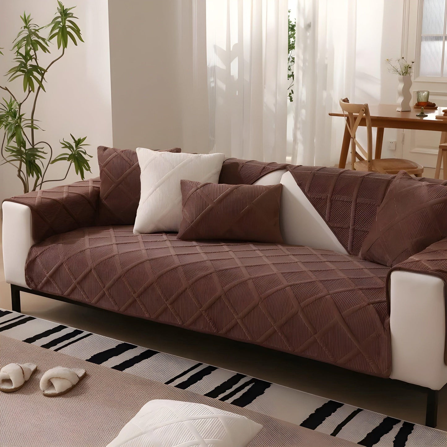 CorduroyComfort Täckning - Lättsam, Halkfri Sammetsofaöverdrag