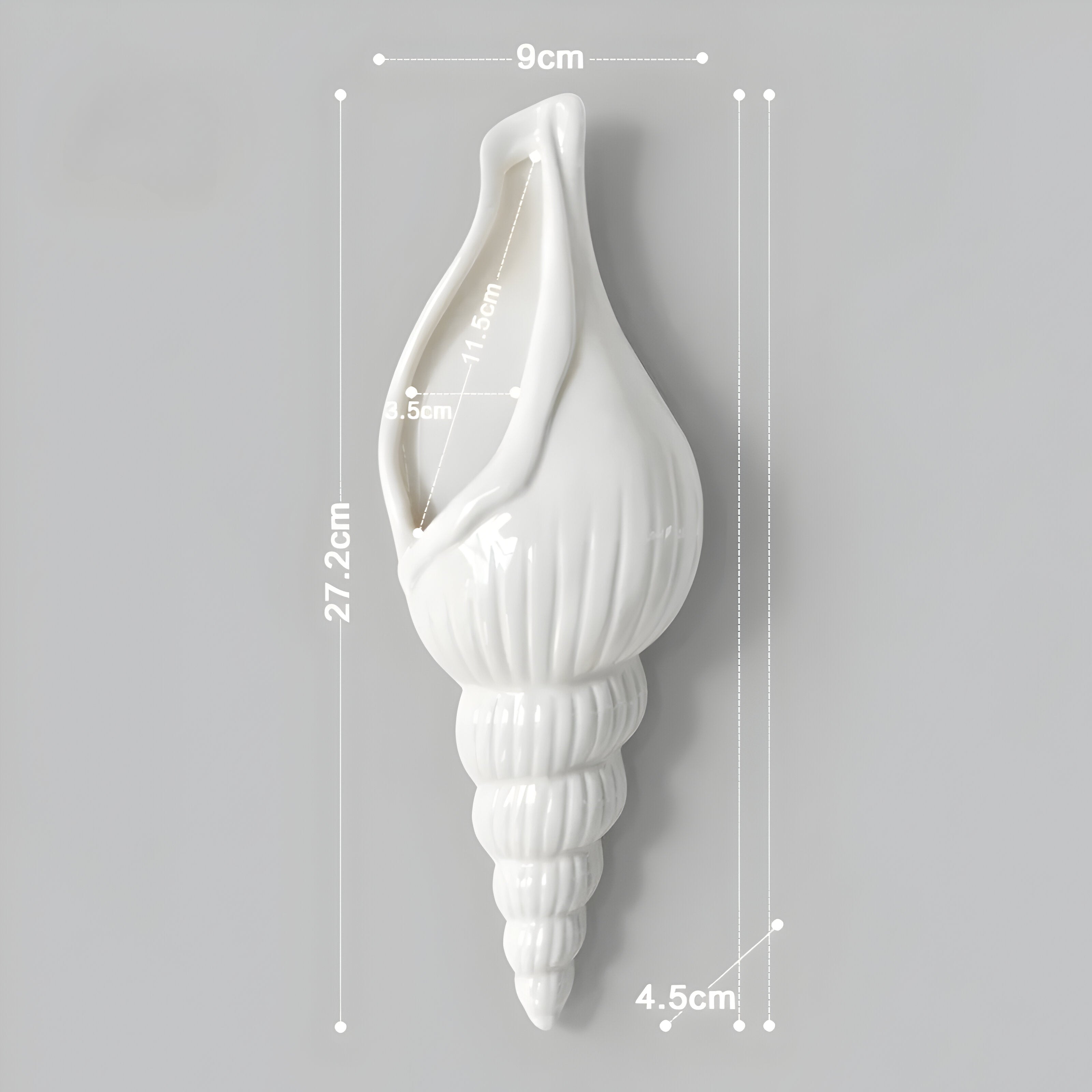 PearlShell Vas - Modern Vit Keramisk Snäcka Blomvas