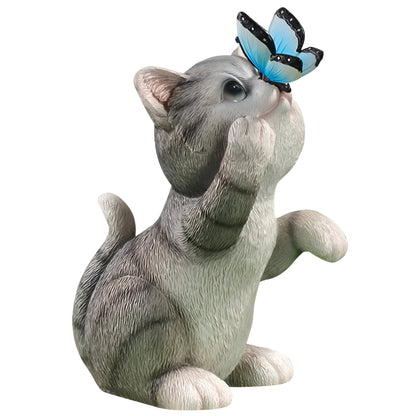 MoonlitPaws Light - Solarbatteridriven kattstaty med fjärilsbelysning