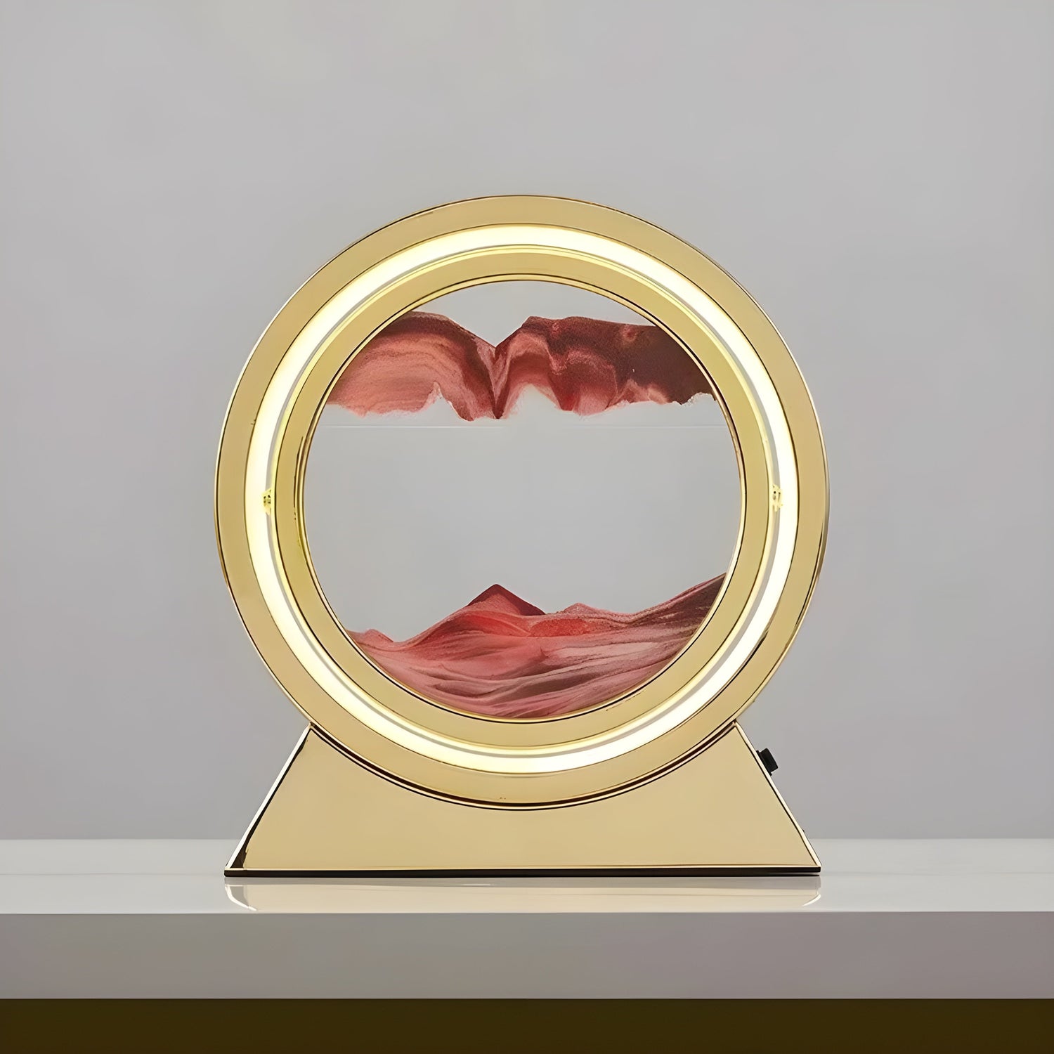 Sandbildslampa – LED-bordslampa med 3D sandmotiv | Avkopplande dekoration för vardagsrum och kontor