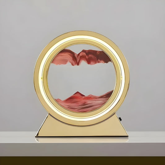 Sandbildslampa – LED-bordslampa med 3D sandmotiv | Avkopplande dekoration för vardagsrum och kontor