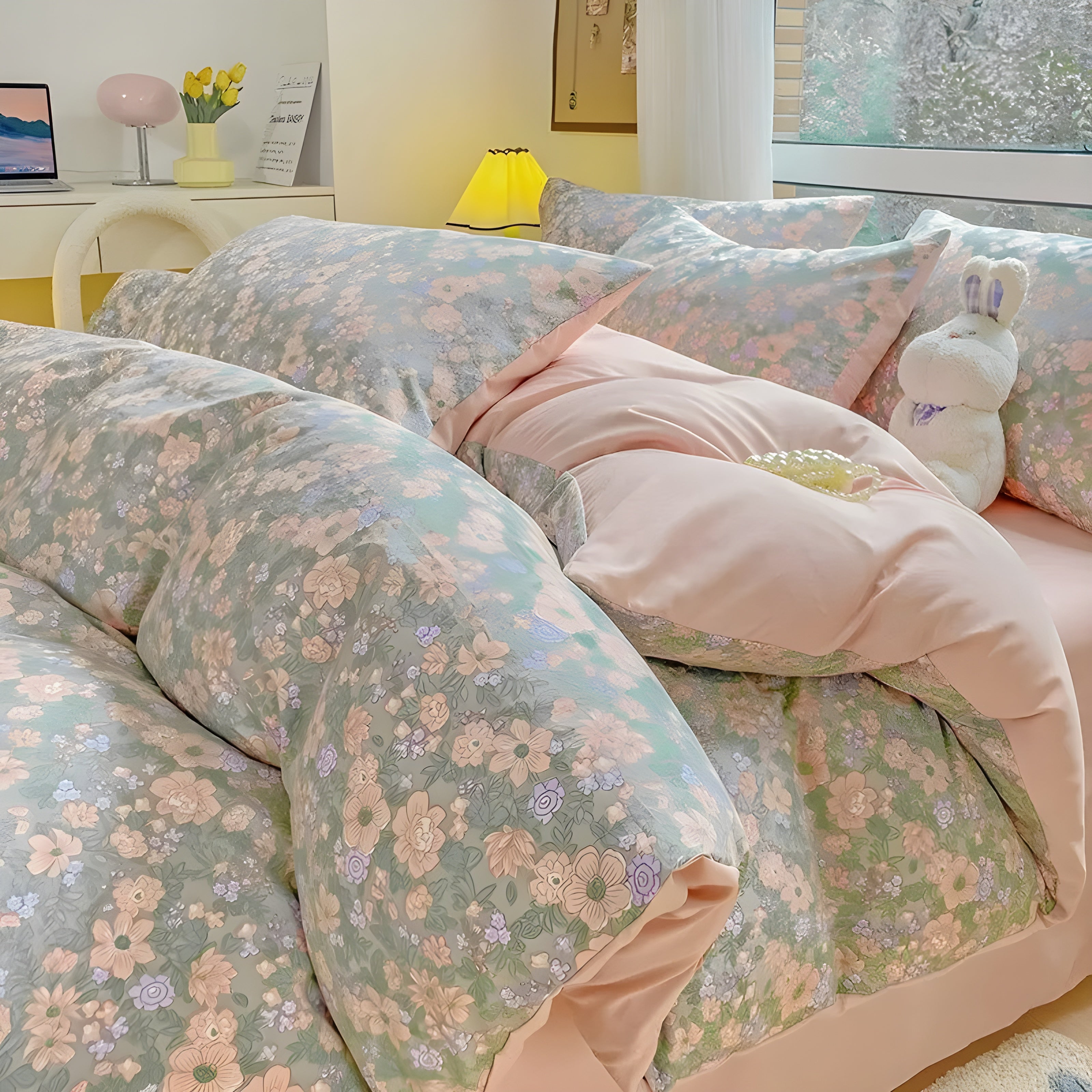 SoftBloom Sängkläder Set - Elegant sängkläder set tillverkat av bomull med blommönster