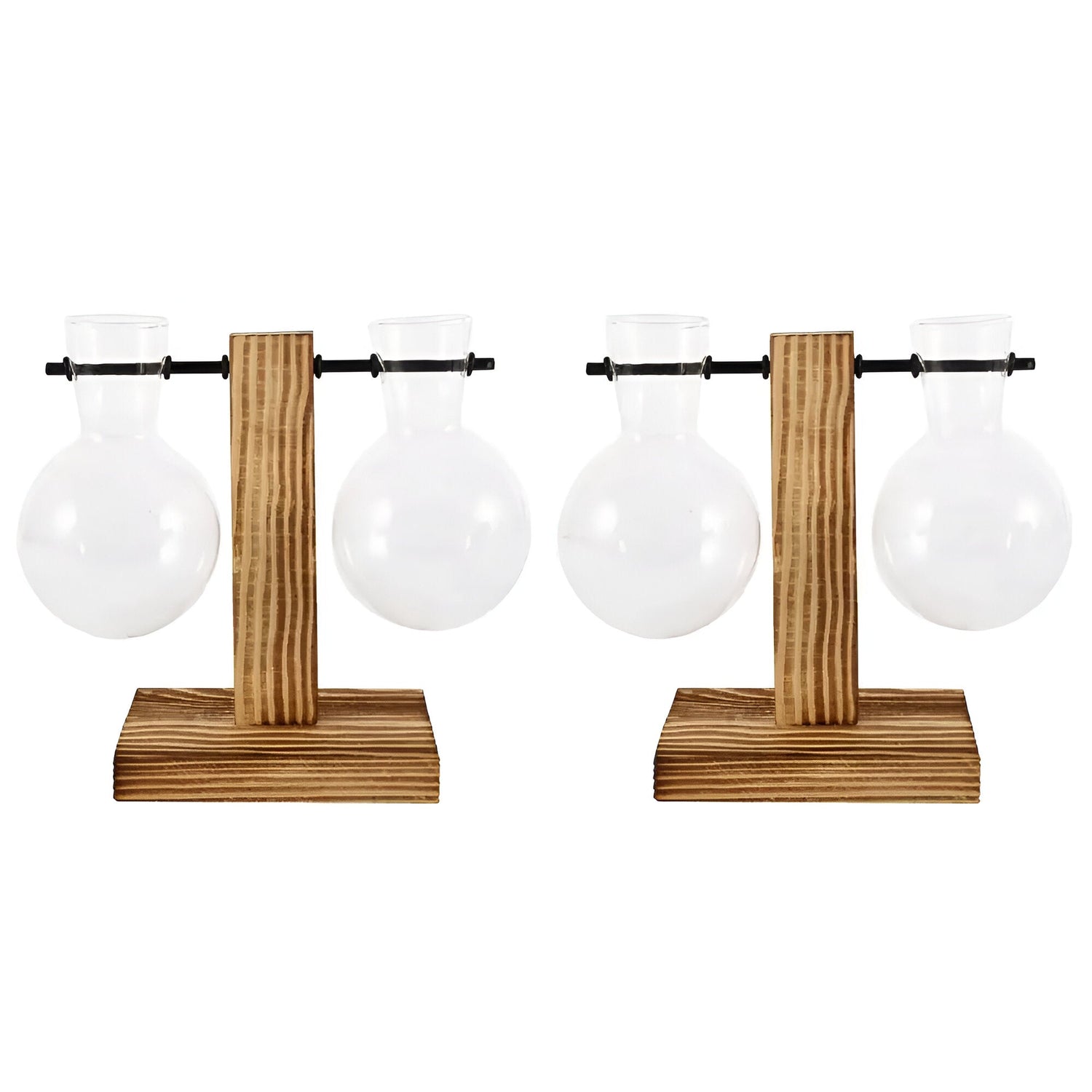 GlassHaven Vase – Hydroponiskt glasbehållare med trästativ