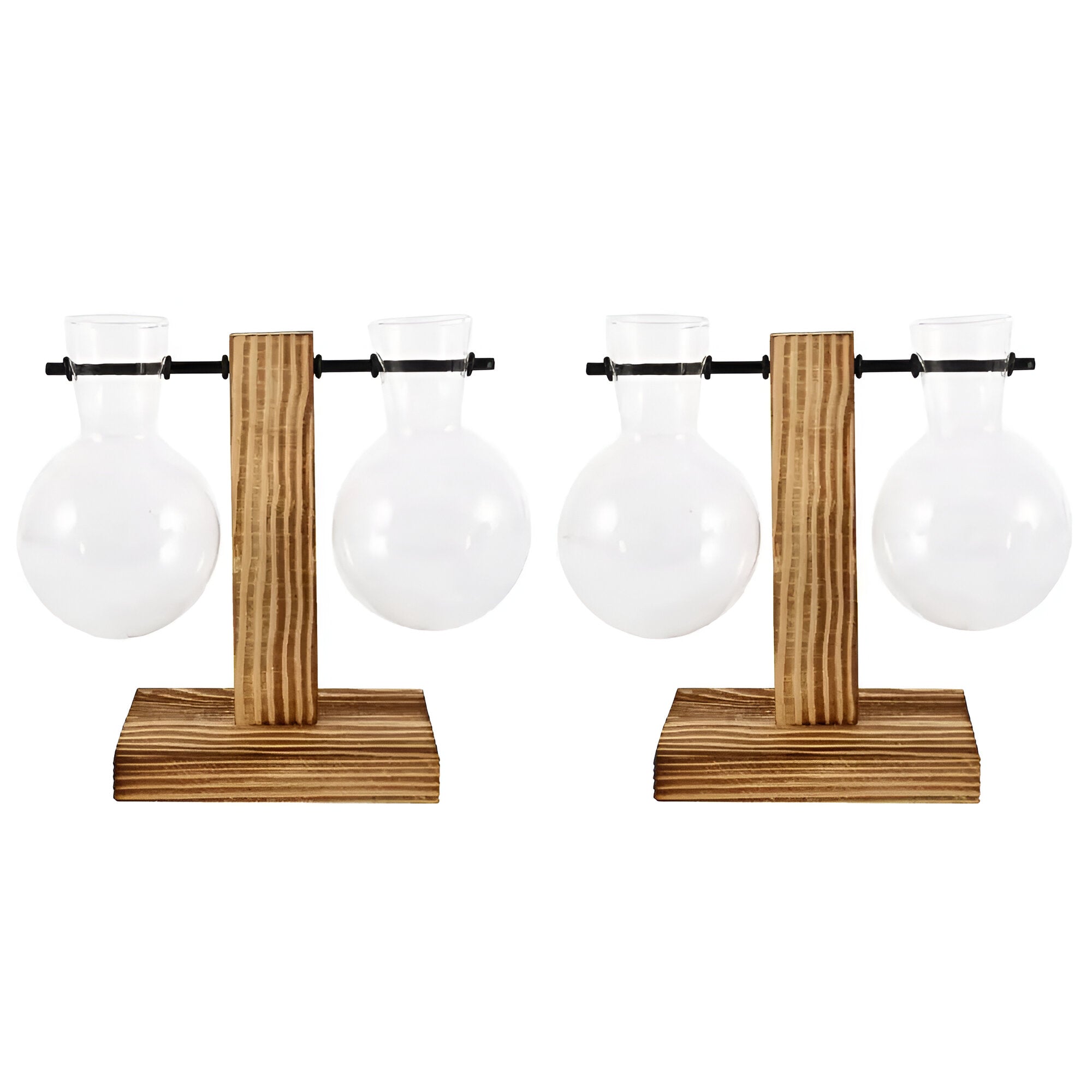 GlassHaven Vase – Hydroponiskt glasbehållare med trästativ