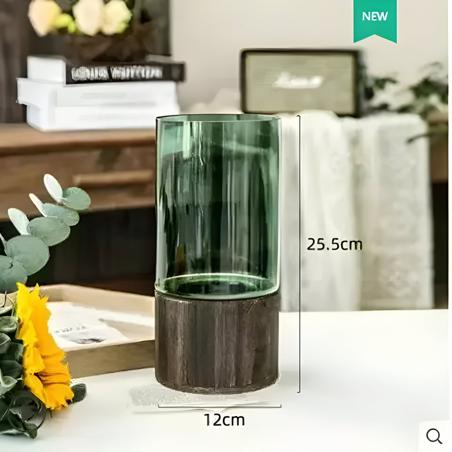 TranquilBloom Vas – Europeisk Hydroponics Trä- och Glasvas