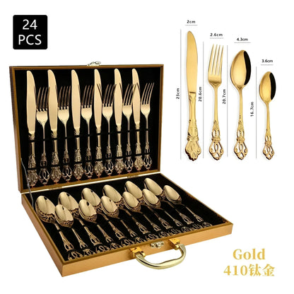 Lyxigt 24-delat guldbestickset med elegant dekoration
