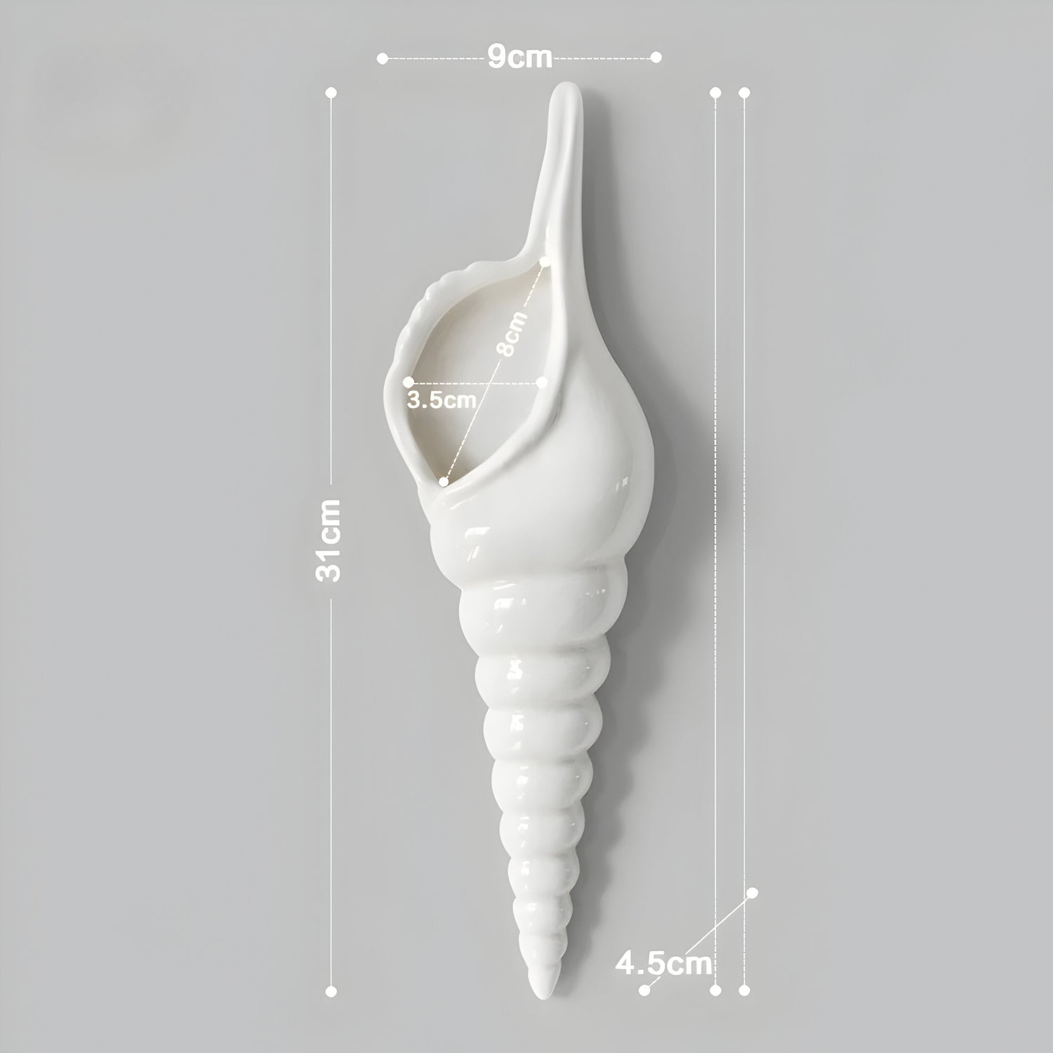 PearlShell Vas - Modern Vit Keramisk Snäcka Blomvas