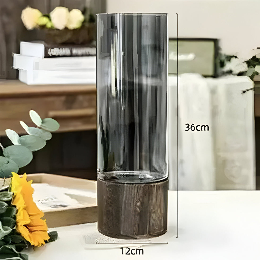 TranquilBloom Vas – Europeisk Hydroponics Trä- och Glasvas