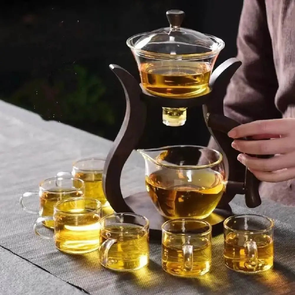 Glas Teaset med Magnetisk Flöde – Semi-Automatisk Kanna, Värmebeständig och Elegant