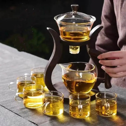 Glas Teaset med Magnetisk Flöde – Semi-Automatisk Kanna, Värmebeständig och Elegant