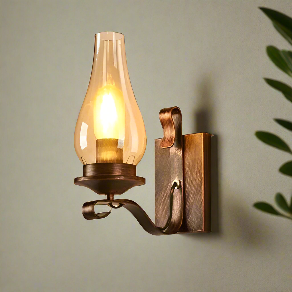 Retro industriell järn vägglampa