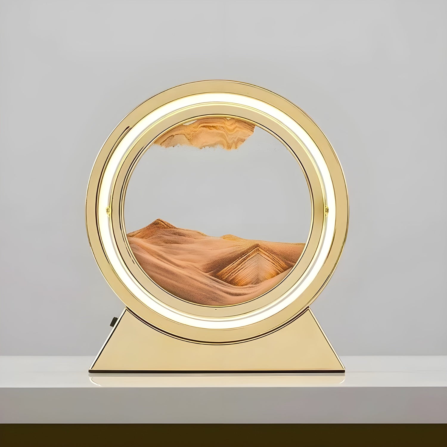 Sandbildslampa – LED-bordslampa med 3D sandmotiv | Avkopplande dekoration för vardagsrum och kontor